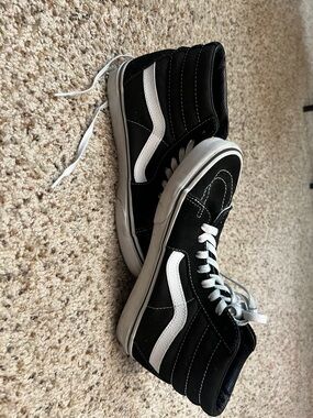 Vans Black and White High-Top Skate Shoes